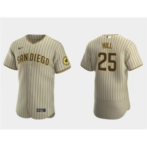 6863970b6dedc_1 Men's San Diego Padres #25 Tim Hill Tan Flex Base Stitched Baseball Jersey