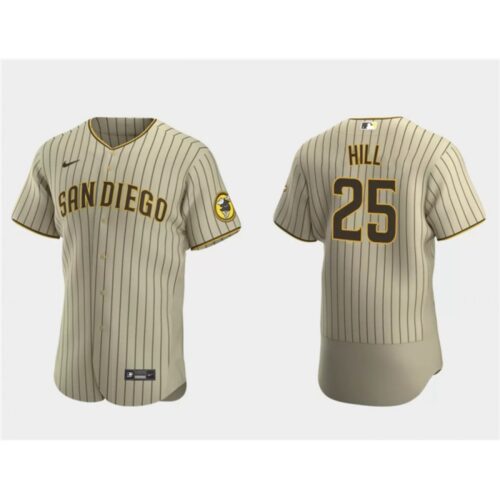 6863970b6dedc_1 Men's San Diego Padres #25 Tim Hill Tan Flex Base Stitched Baseball Jersey