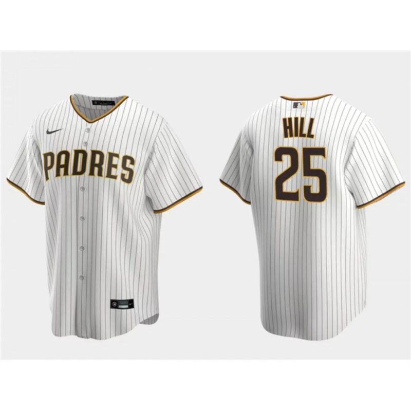 6863970ee57d4_1 Men's San Diego Padres #25 Tim Hill White Cool Base Stitched Jersey