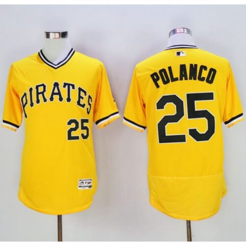 6863972dcdc1c_1 Pirates #25 Gregory Polanco Gold Flexbase Authentic Collection Cooperstown Stitched MLB Jersey