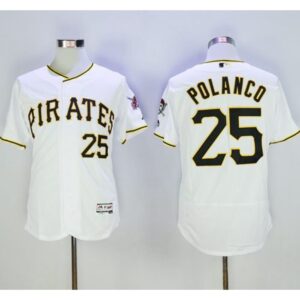 6863974843d2a_1 Pirates #25 Gregory Polanco White Flexbase Authentic Collection Stitched MLB Jersey