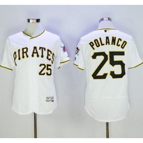 6863974843d2a_1 Pirates #25 Gregory Polanco White Flexbase Authentic Collection Stitched MLB Jersey