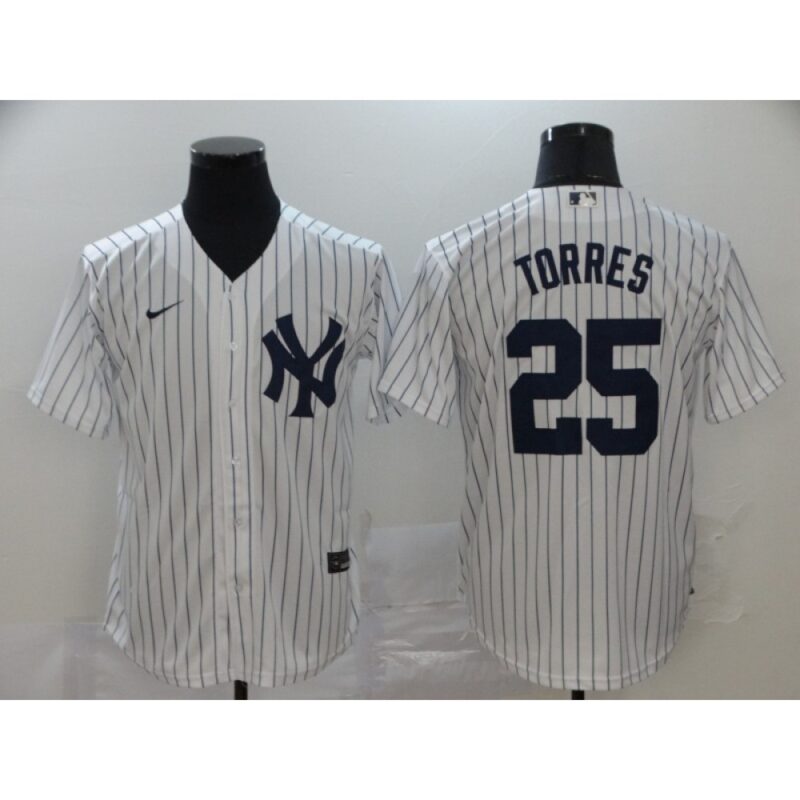 6863975bb0e35_1 Men's New York Yankees #25 Gleyber Torres White Cool Base Stitched MLB Jersey