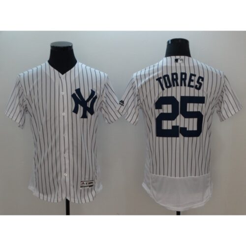 686397656a026_1 Men's MLB New York Yankees #25 Gleyber Torres White Flexbase Player Stitched Jersey