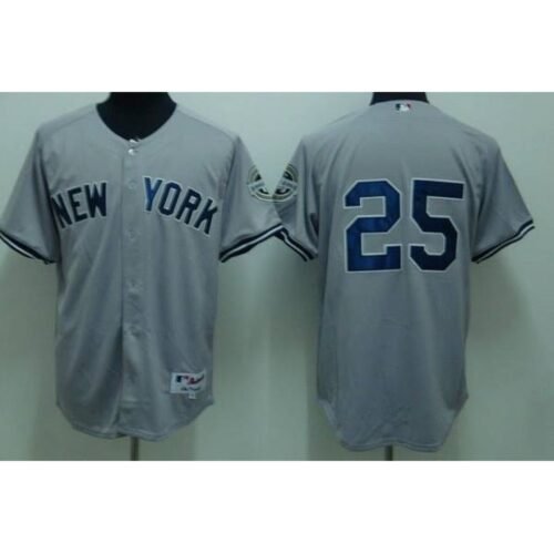 Yankees #25 Mark Teixeira Stitched Grey MLB Jersey