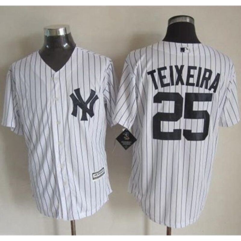 686397799dc04_1 Yankees #25 Mark Teixeira White Strip New Cool Base Stitched MLB Jersey