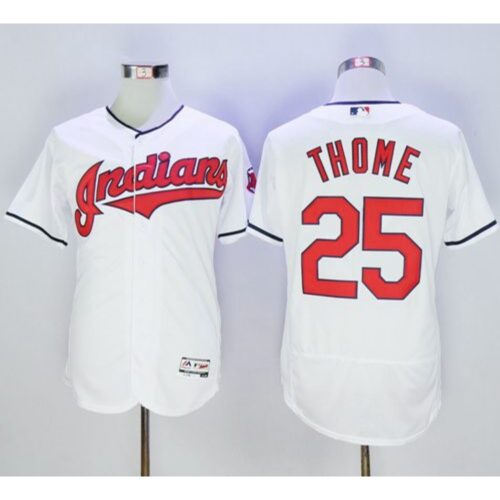 686397b8d932e_1 indians #25 Jim Thome White Flexbase Authentic Collection Stitched MLB Jersey