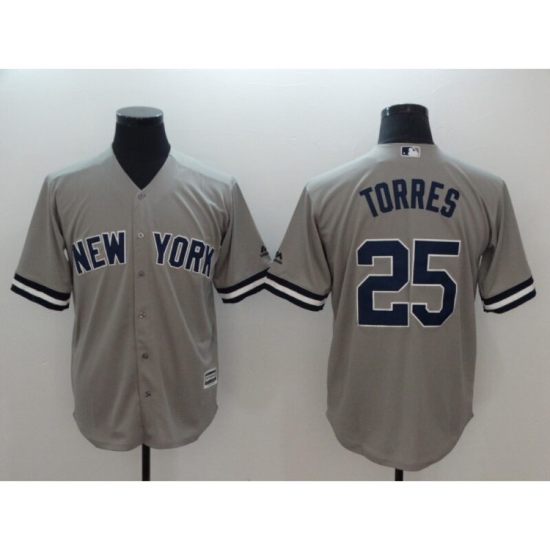 6863982f7ce94_1 Men's New York Yankees #25 Gleyber Torres Gray Cool Base Replica Player MLB Jersey