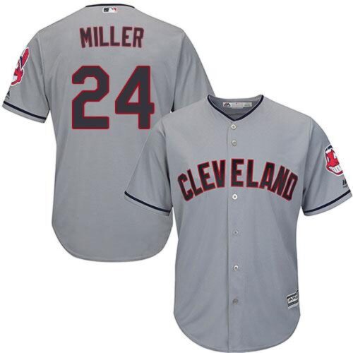 68639884c0a19_1 indians #24 Andrew Miller Grey Road Stitched Youth MLB Jersey