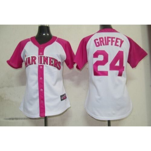 686398980124f_1 Mariners #24 Ken Griffey White/Pink Women's Splash Fashion Stitched MLB Jersey