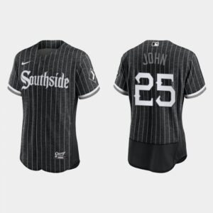 686398bad2c59_1 Men's Chicago White Sox #25 Tommy John Black 2021 City Connect Flex Base Stitched Jersey