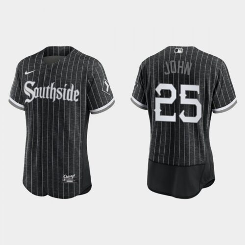 686398bad2c59_1 Men's Chicago White Sox #25 Tommy John Black 2021 City Connect Flex Base Stitched Jersey