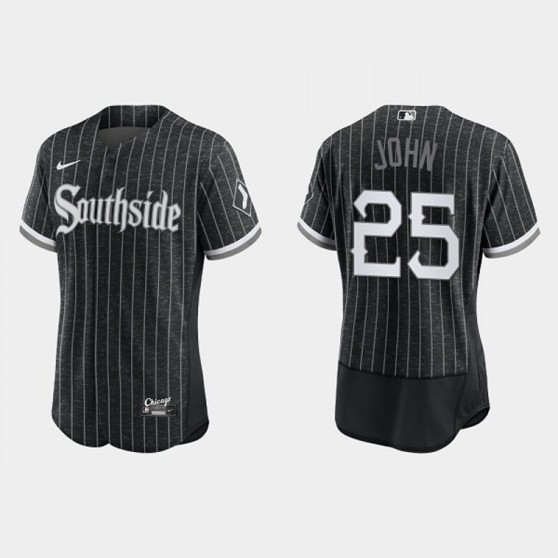 686398bad2c59_1 Men's Chicago White Sox #25 Tommy John Black 2021 City Connect Flex Base Stitched Jersey