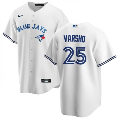 686398e2bd337_1 Men's Toronto Blue Jays #25 Daulton Varsho White Cool Base Stitched Jersey