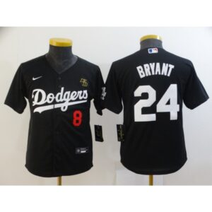 686398eba4e1f_1 Youth Los Angeles Dodgers Front #8 Back #24 Kobe Bryant With KB Patch Black Cool Base Stitched MLB Jersey