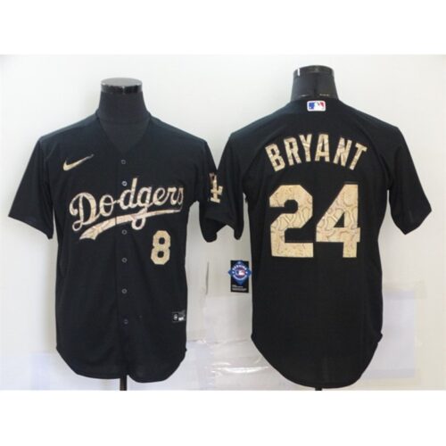 686398ee7462d_1 Youth Los Angeles Dodgers Front #8 Back #24 Kobe Bryant With KB Patch Black Cool Base Stitched MLB Jersey