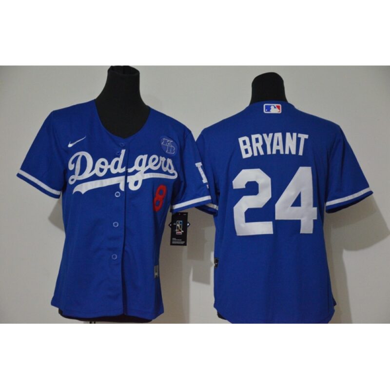 686398f3c9477_1 Youth Los Angeles Dodgers Front #8 Back #24 Kobe Bryant Blue With KB Patch Cool Base Stitched MLB Jersey