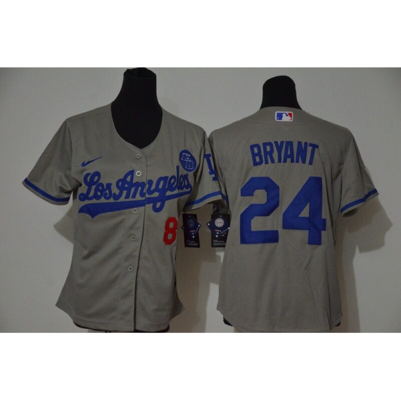 686398f6893ed_1 Youth Los Angeles Dodgers Front #8 Back #24 Kobe Bryant Grey With KB Patch Cool Base Stitched MLB Jersey