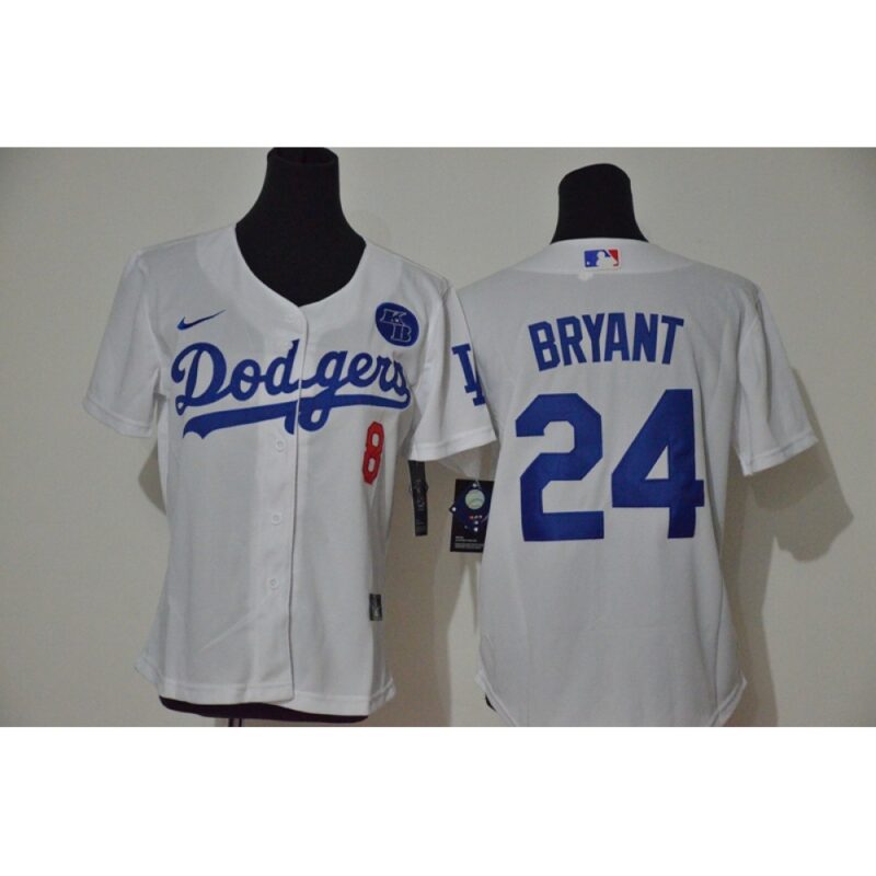 686398f9472dd_1 Youth Los Angeles Dodgers Front #8 Back #24 Kobe Bryant White With KB Patch Cool Base Stitched MLB Jersey