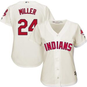 6863991f60a91_1 indians #24 Andrew Miller Cream Women's Alternate Stitched MLB Jersey