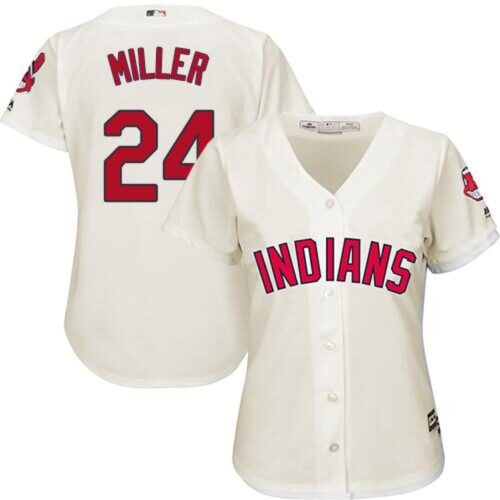 6863991f60a91_1 indians #24 Andrew Miller Cream Women's Alternate Stitched MLB Jersey