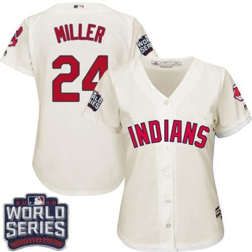 6863992215ded_1 indians #24 Andrew Miller Cream 2016 World Series Bound Women's Alternate Stitched MLB Jersey