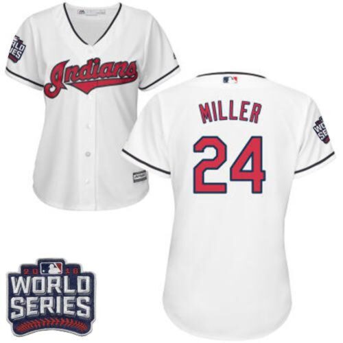 686399301d647_1 indians #24 Andrew Miller White 2016 World Series Bound Women's Home Stitched MLB Jersey