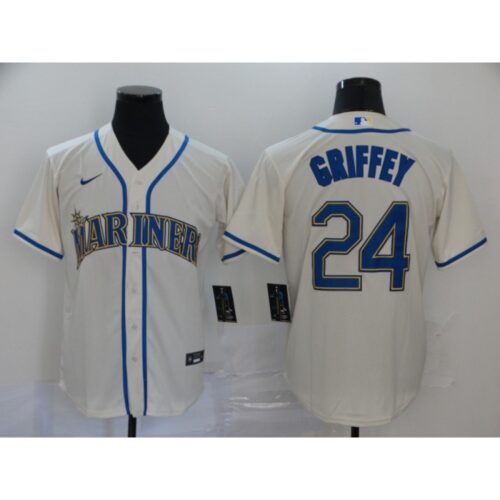 6863994973269_1 Men's Seattle Mariners #24 Ken Griffey White Cool Base Stitched MLB Jersey