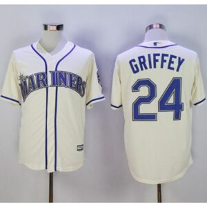 6863995dcbbfe_1 Mariners #24 Ken Griffey Cream New Cool Base2016 Hall Of Fame Patch Stitched MLB Jersey