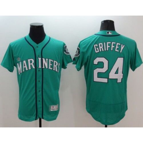 6863996478ac0_1 Mariners #24 Ken Griffey Green Flexbase Authentic Collection Stitched MLB Jersey