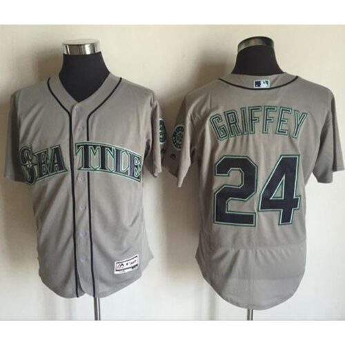 68639978dae5b_1 Mariners #24 Ken Griffey Grey Flexbase Authentic Collection Stitched MLB Jersey
