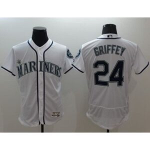 6863998a73293_1 Mariners #24 Ken Griffey White Flexbase Authentic Collection Stitched MLB Jersey