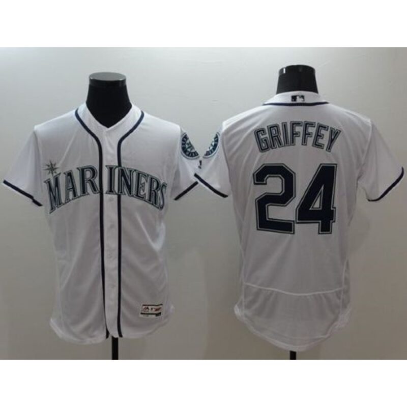 6863998a73293_1 Mariners #24 Ken Griffey White Flexbase Authentic Collection Stitched MLB Jersey