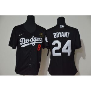 686399b94ce36_1 Women's Los Angeles Dodgers Front #8 Back #24 Kobe Bryant Black With KB Patch Cool Base Stitched Jersey(Run Small)