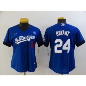 686399c234271_1 Women's Los Angeles Dodgers Front #8 Back #24 Kobe Bryant 2021 Royal City Connect Cool Base Stitched Baseball Jersey(Run Small)