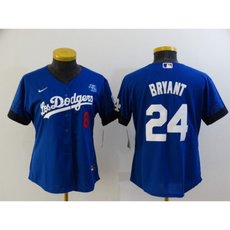 686399c234271_1 Women's Los Angeles Dodgers Front #8 Back #24 Kobe Bryant 2021 Royal City Connect Cool Base Stitched Baseball Jersey(Run Small)