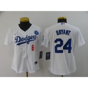686399c546565_1 Women's Los Angeles Dodgers 2020 Front #8 Back #24 Kobe Bryant White With KB Patch Cool Base Stitched Jersey(Run Small)