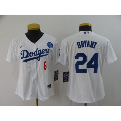 686399c546565_1 Women's Los Angeles Dodgers 2020 Front #8 Back #24 Kobe Bryant White With KB Patch Cool Base Stitched Jersey(Run Small)