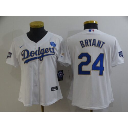 686399cab830d_1 Women's Los Angeles Dodgers Front #8 Back #24 Kobe Bryant White Gold Championship Cool Base Stitched Jersey(Run Small)