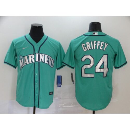 686399cd7c62b_1 Men's Seattle Mariners #24 Ken Griffey Aqua Cool Base Stitched MLB Jersey