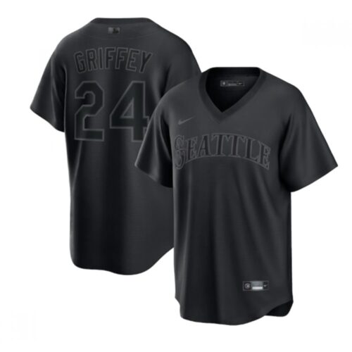 686399d86ecfe_1 Men's Seattle Mariners #24 Ken Griffey Jr. Black Pitch Black Fashion Replica Stitched Jersey