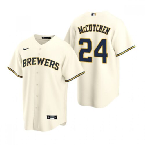 68639a2d8c408_1 Men's Milwaukee Brewers #24 Andrew McCutchen Cream Cool Base Stitched Jersey