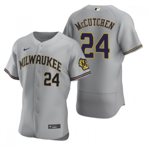 68639a3bababf_1 Men's Milwaukee Brewers #24 Andrew McCutchen Grey Flex Base Stitched MLB Jersey