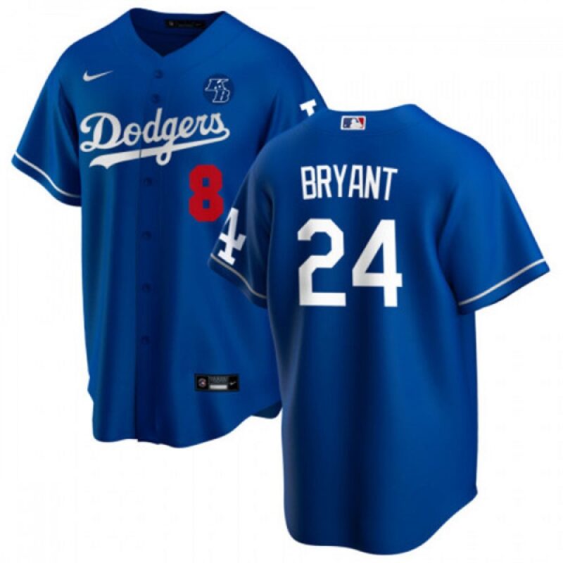 68639a737e495_1 Men's Los Angeles Dodgers Front #8 Back #24 Kobe Bryant Blue 2020 KB Patch Cool Base Stitched Jersey