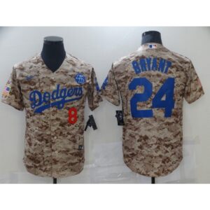 68639a7e0b706_1 Men's Los Angeles Dodgers Front #8 Back #24 Kobe Bryant With KB Patch 2021 Camo Cool Base Stitched Baseball Jersey