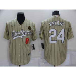 68639a81796ef_1 Men's Los Angeles Dodgers Front #8 Back #24 Kobe Bryant Cream With KB Patch Cool Base Stitched Jersey