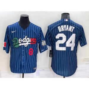 68639a9f5dd0c_1 Men's Los Angeles Dodgers Front #8 Back #24 Kobe Bryant Navy Mexico World Series Cool Base Stitched Baseball Jersey