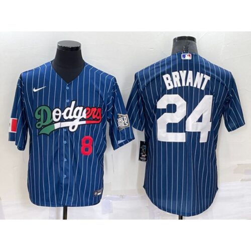 68639a9f5dd0c_1 Men's Los Angeles Dodgers Front #8 Back #24 Kobe Bryant Navy Mexico World Series Cool Base Stitched Baseball Jersey
