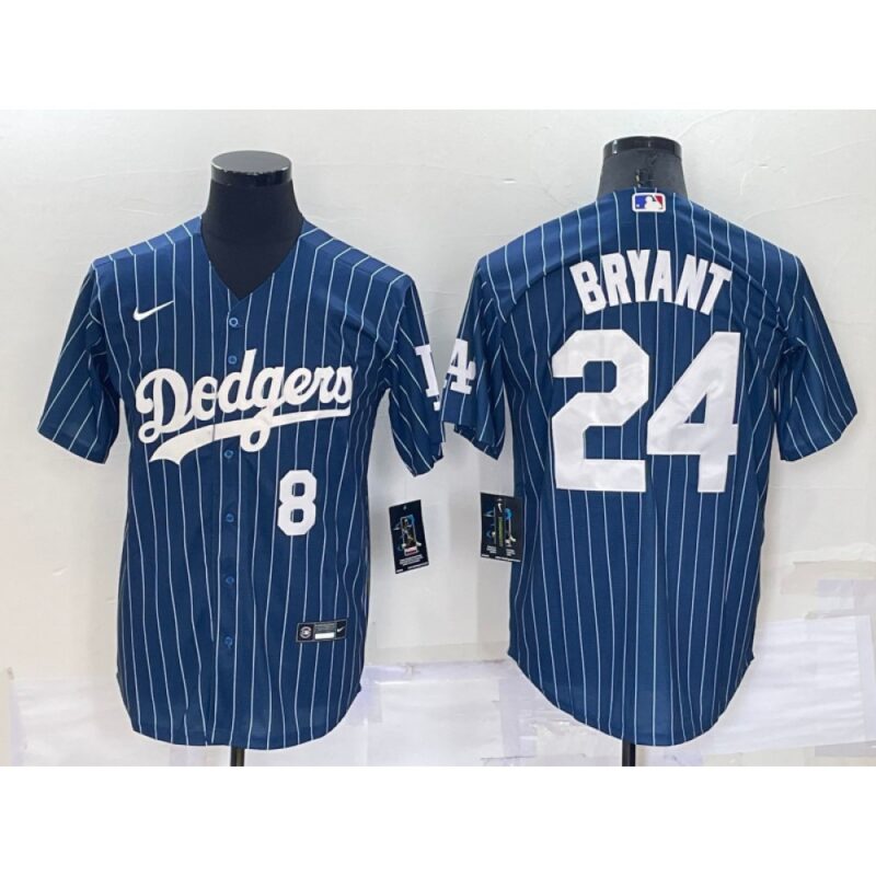 68639aa6a8c62_1 Men's Los Angeles Dodgers Front #8 Back #24 Kobe Bryant Navy Cool Base Stitched Jersey