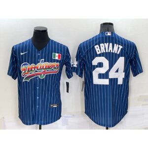 68639aadf1784_1 Men's Los Angeles Dodgers #24 Kobe Bryant Navy Mexico Rainbow Cool Base Stitched Baseball Jersey
